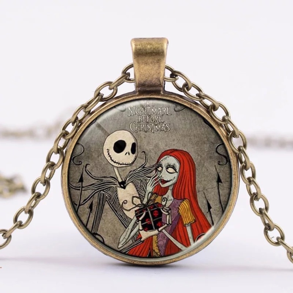 Nightmare Before Christmas Necklace Jack and Sally Meant to be.
